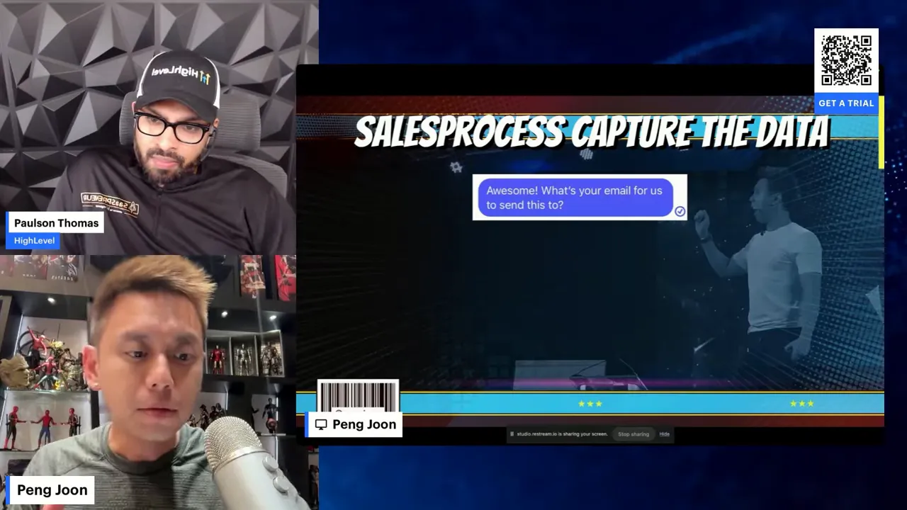 GFunnel automation flow showing message to email capture