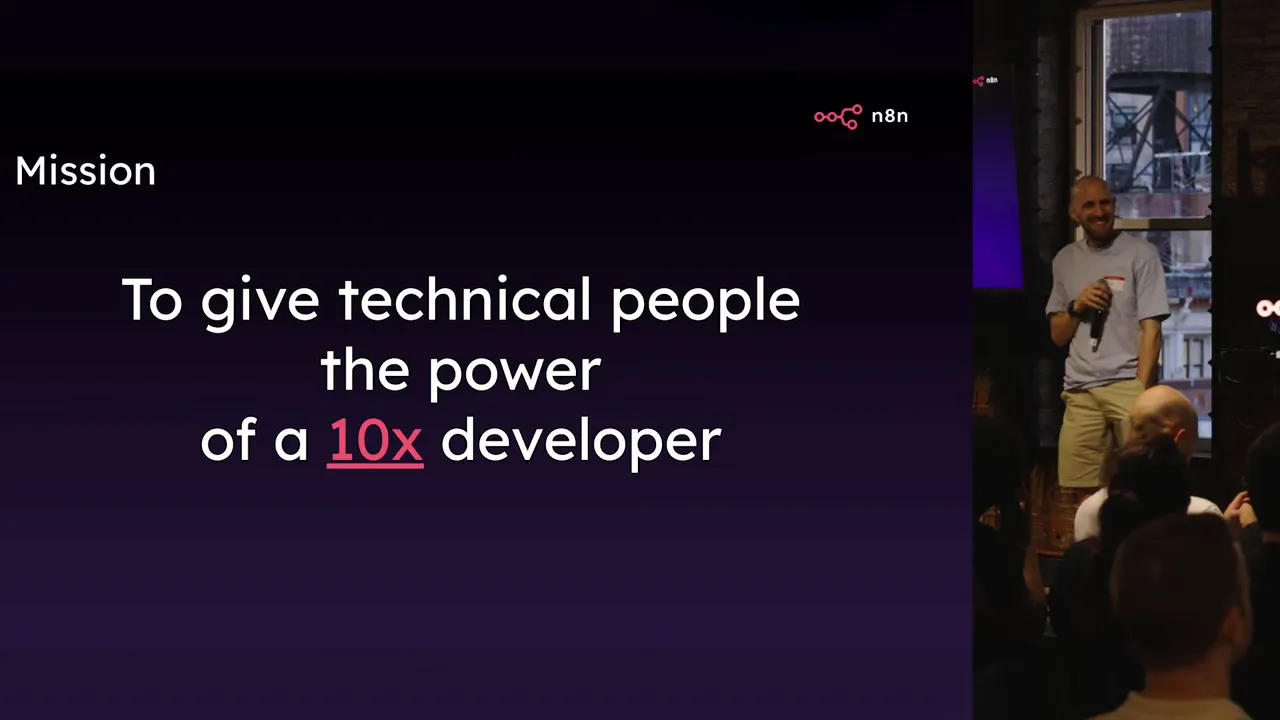 Founder introducing the mission on stage