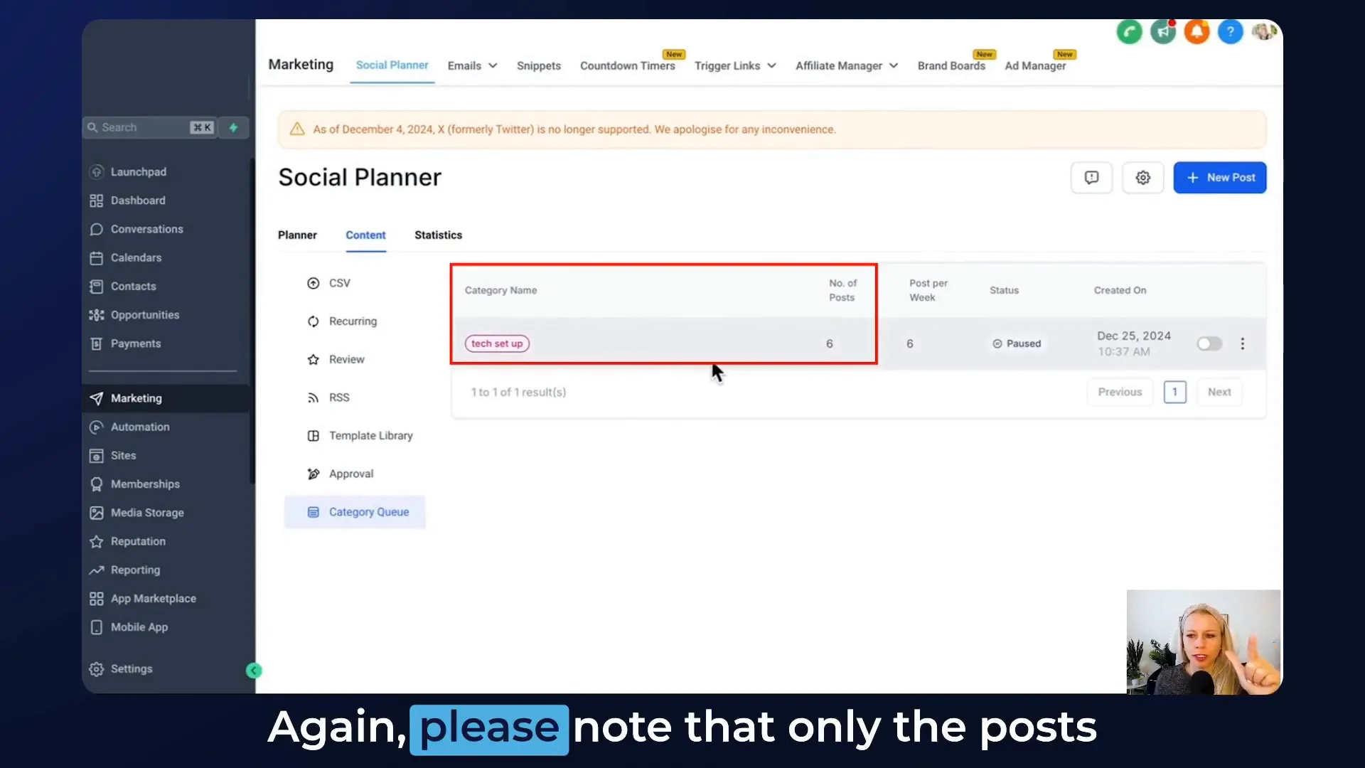 Pausing and deleting category queues