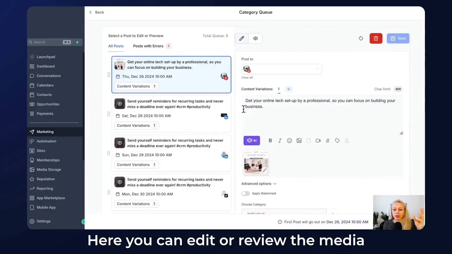 Editing scheduled posts