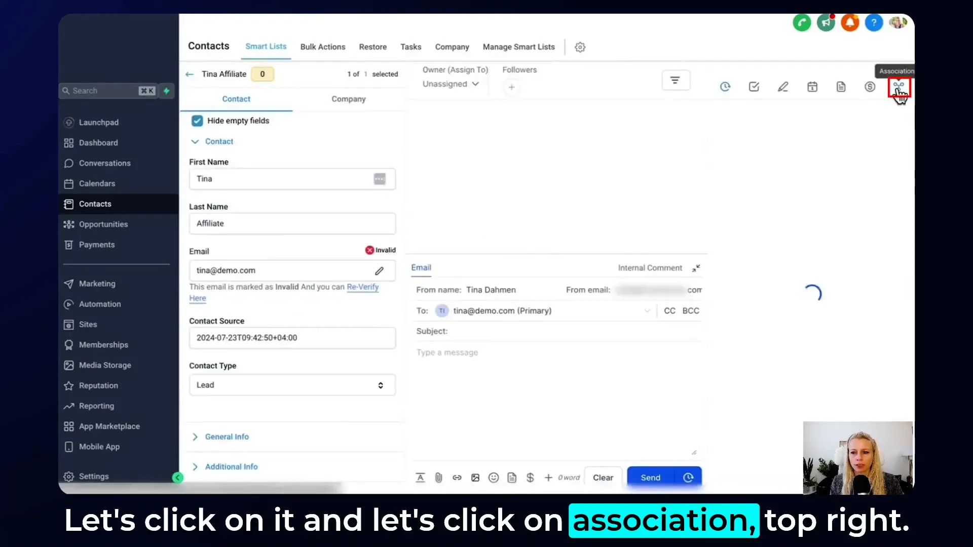 Video insight on associating contacts for business growth