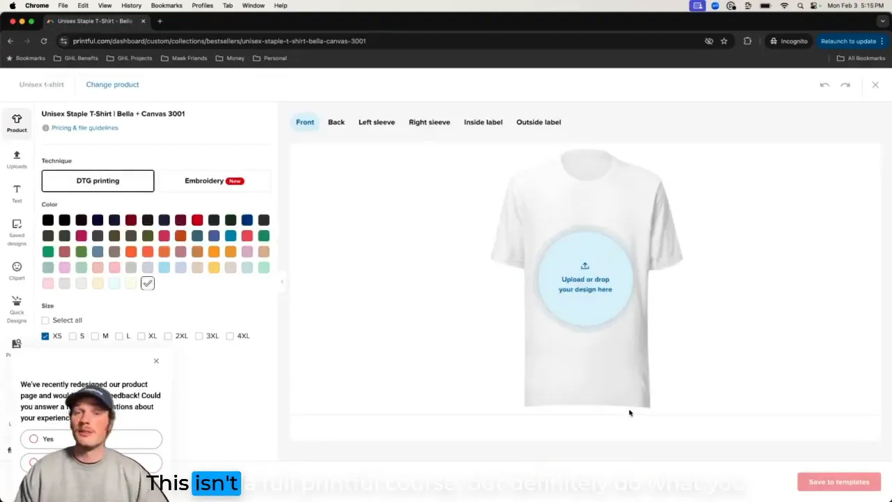 Video insight on setting up Printful design with expert guidance