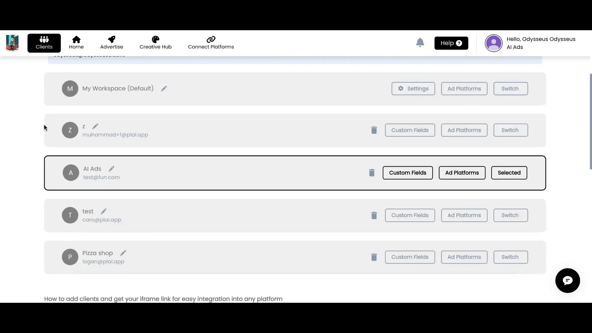 Client Tab overview