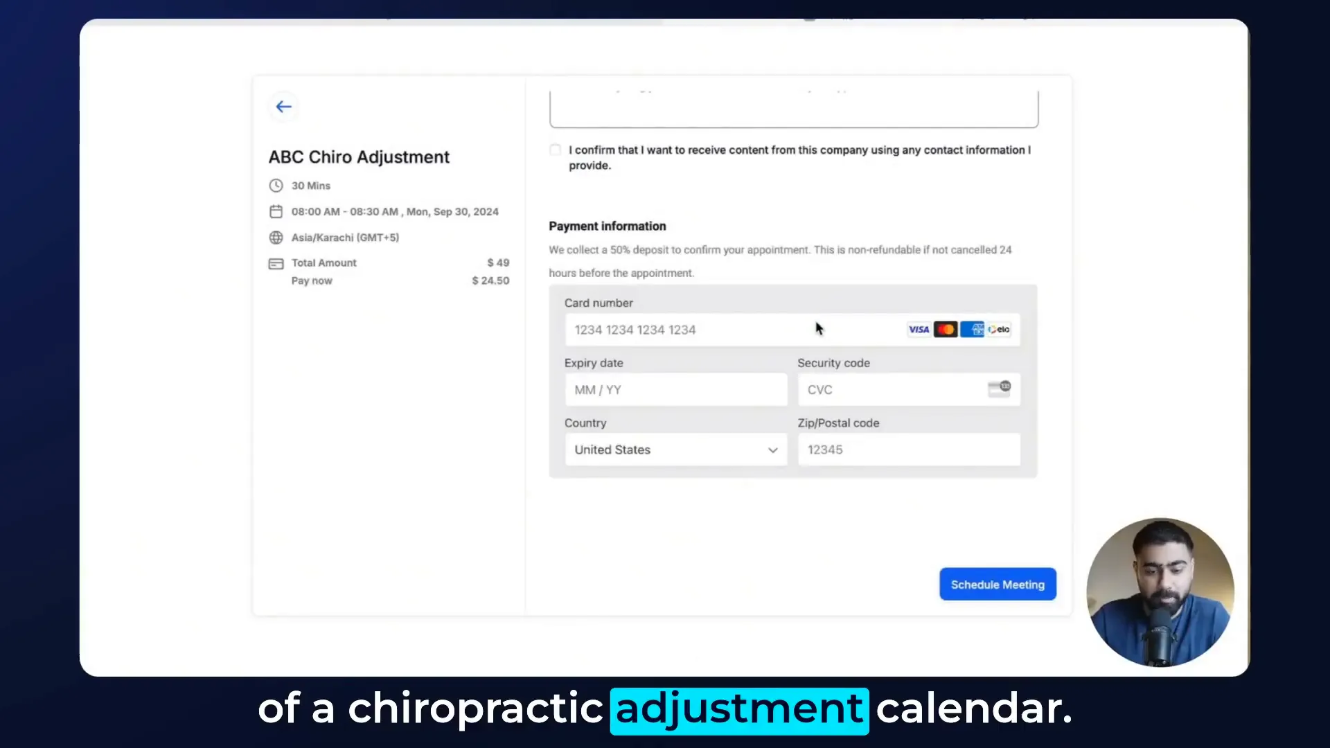 Chiropractic adjustment calendar setup