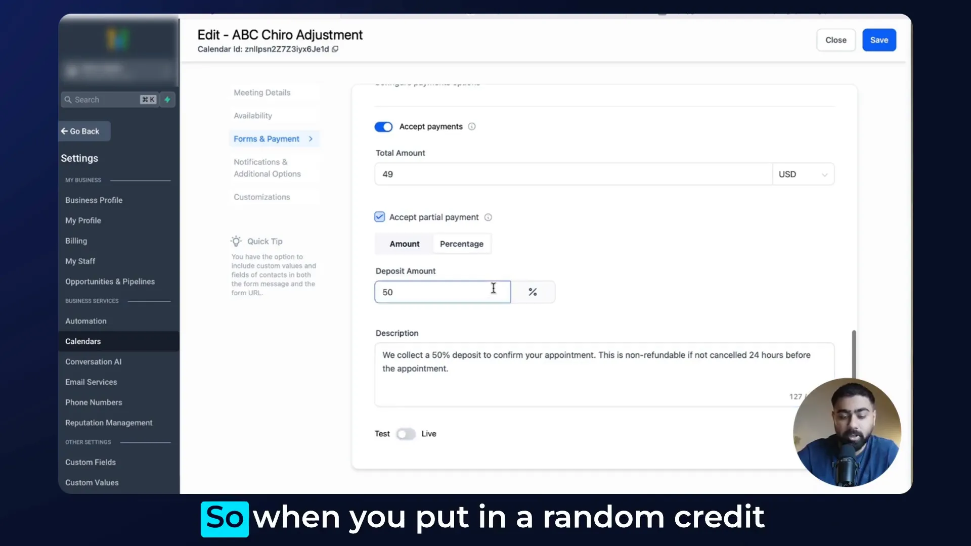 Testing payment setup