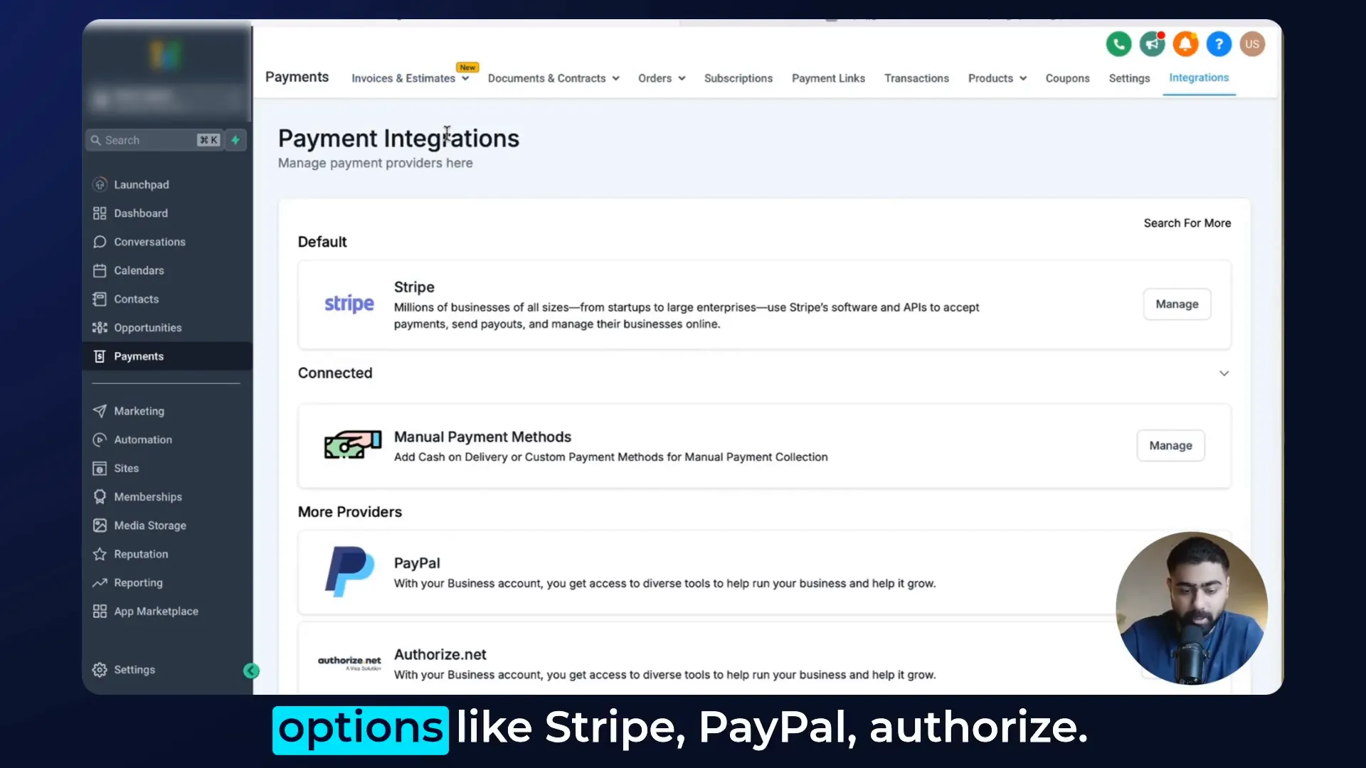 Payment integrations options