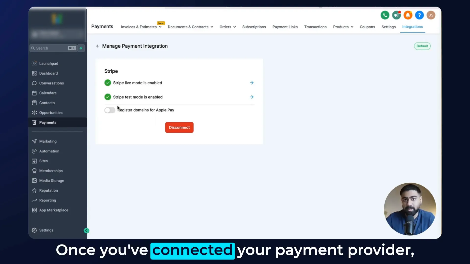 Connecting payment provider