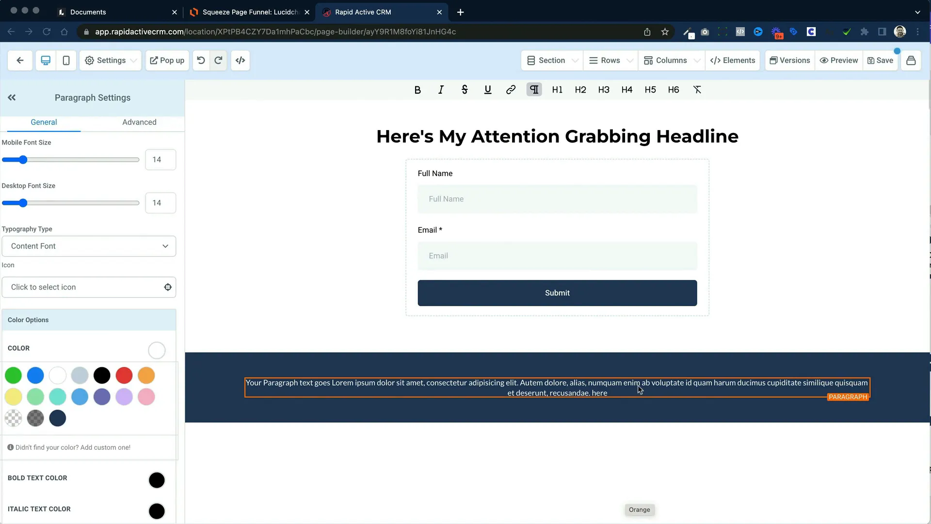 Designing the squeeze page
