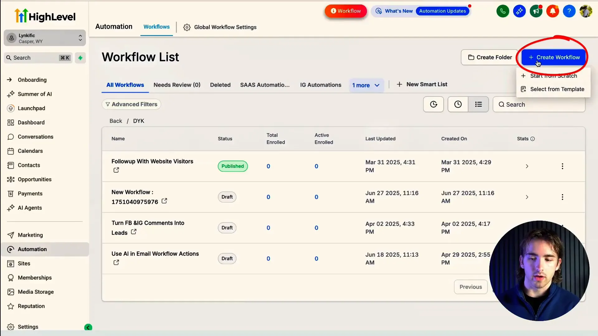 Creating automation workflow in lead engagement platform