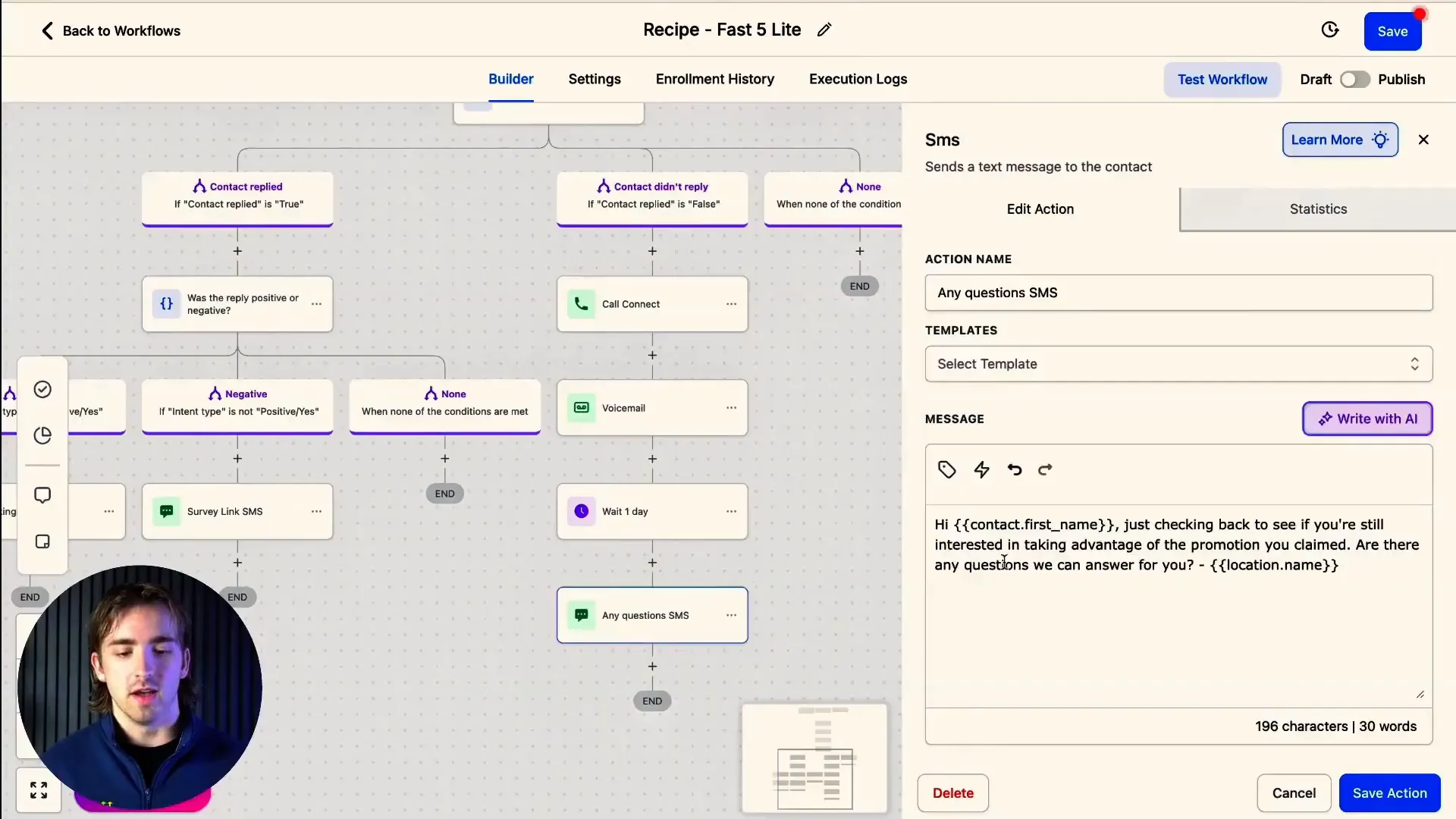 Uploading voicemail in workflow automation