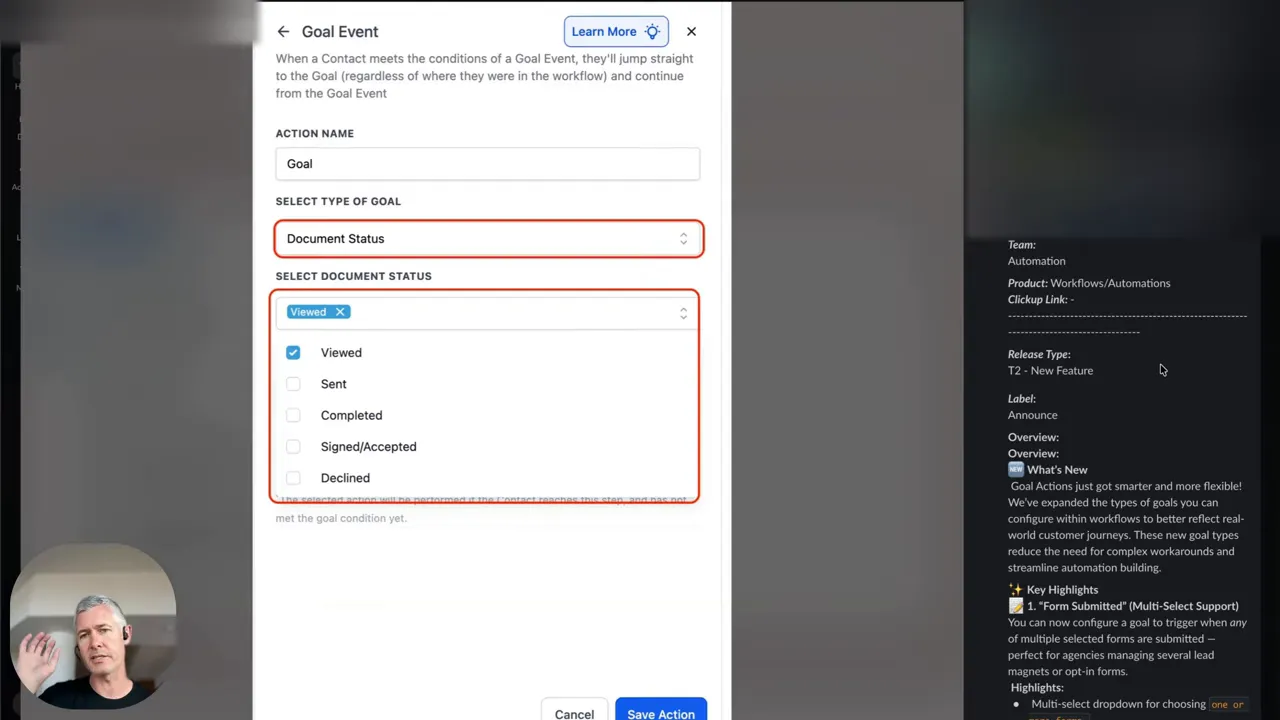 Sean from HighLevel announcing workflow goal updates