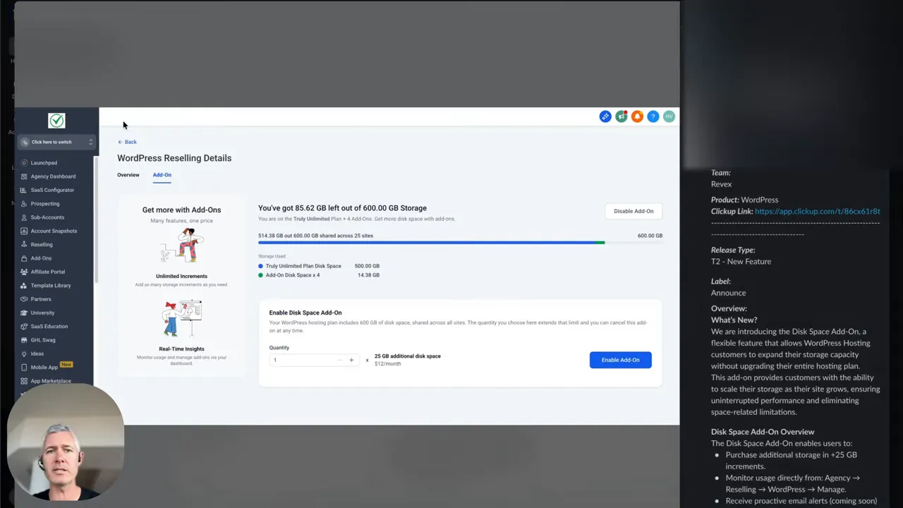 Release notes and add-on confirmation screen