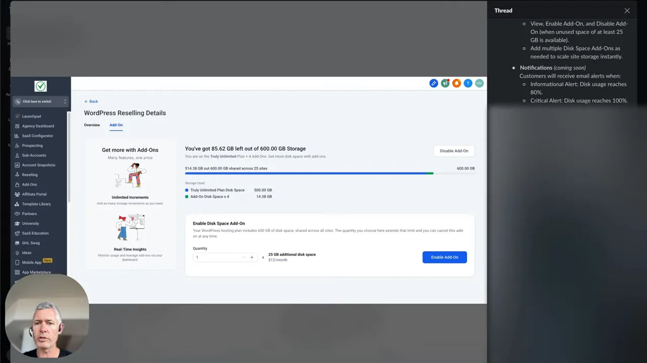 Alert example showing disk reaching critical threshold