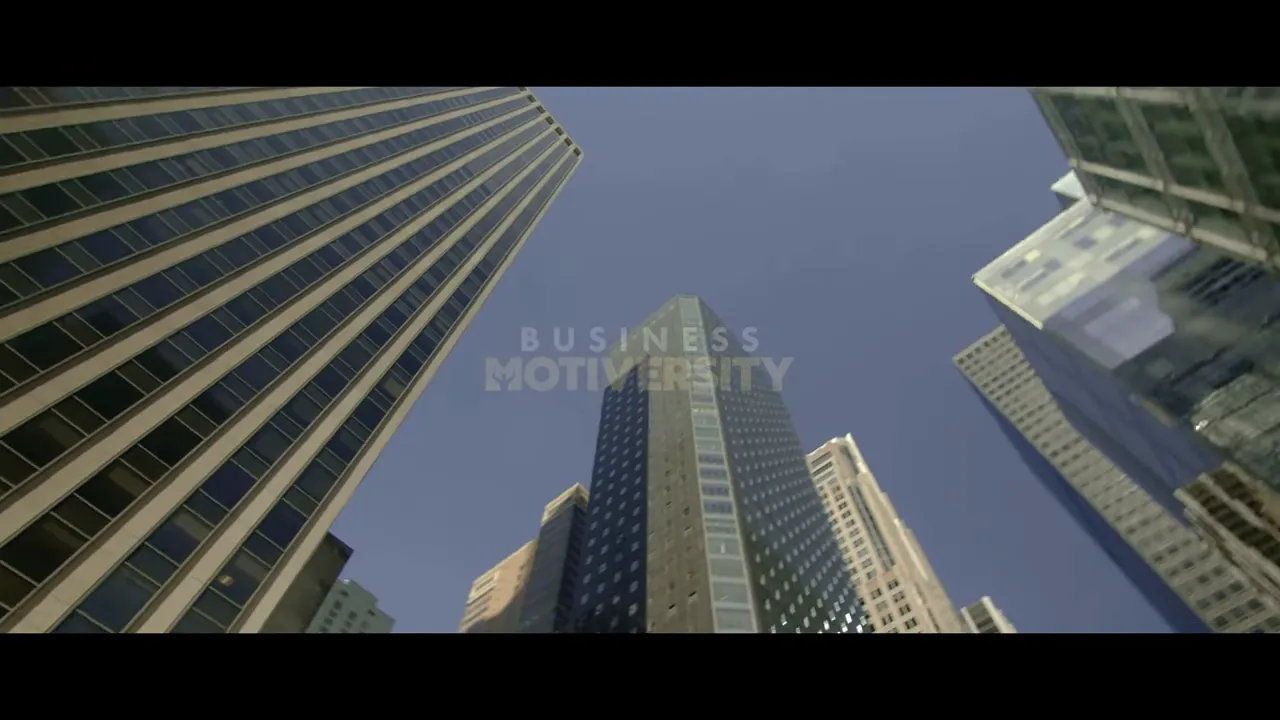 low-angle view of city skyscrapers against blue sky symbolizing business growth