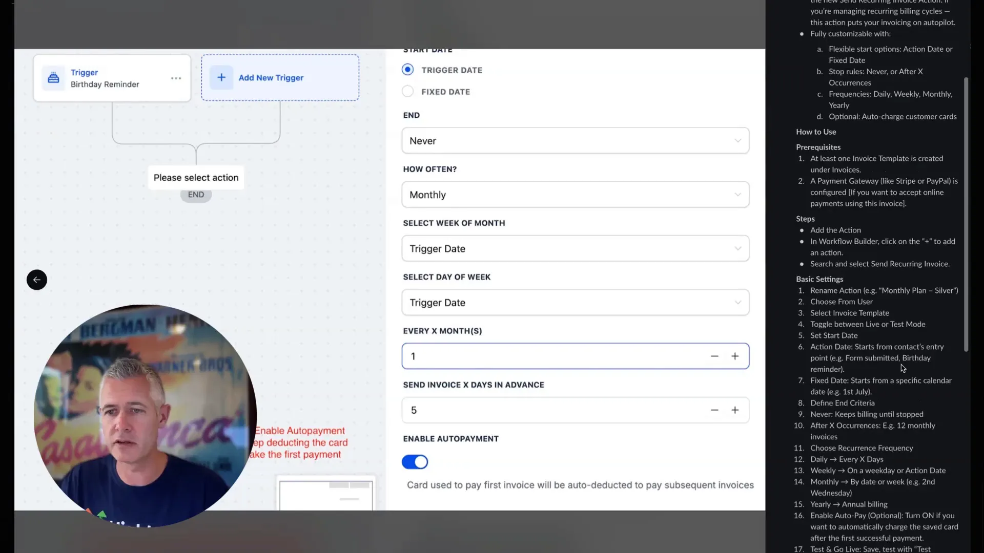 GFunnel's automation workflow interface
