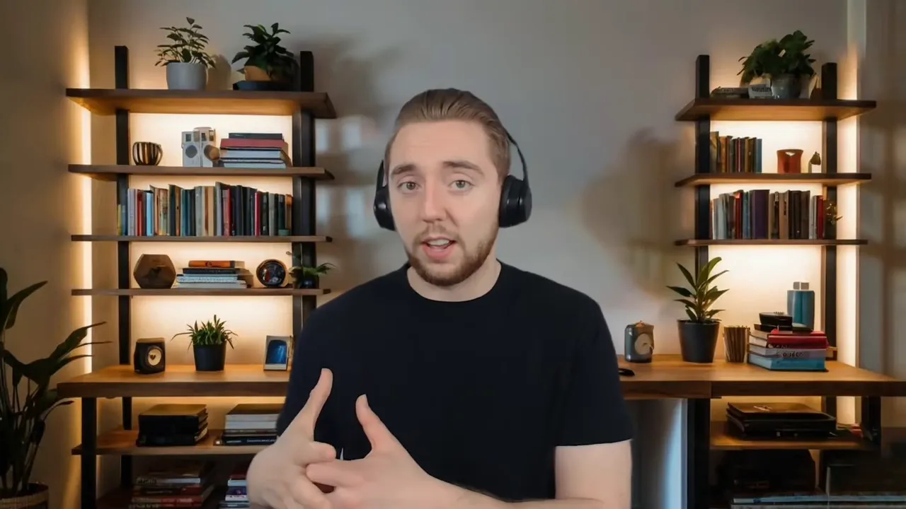 Speaker using hand gestures while explaining retrieval augmented generation in front of bookshelf