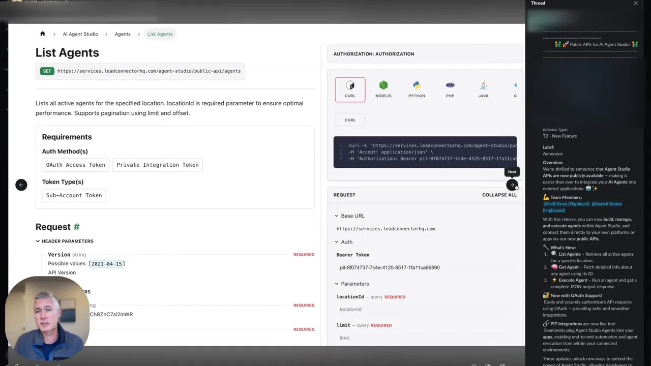Sean announcing the public APIs for Agent Studio