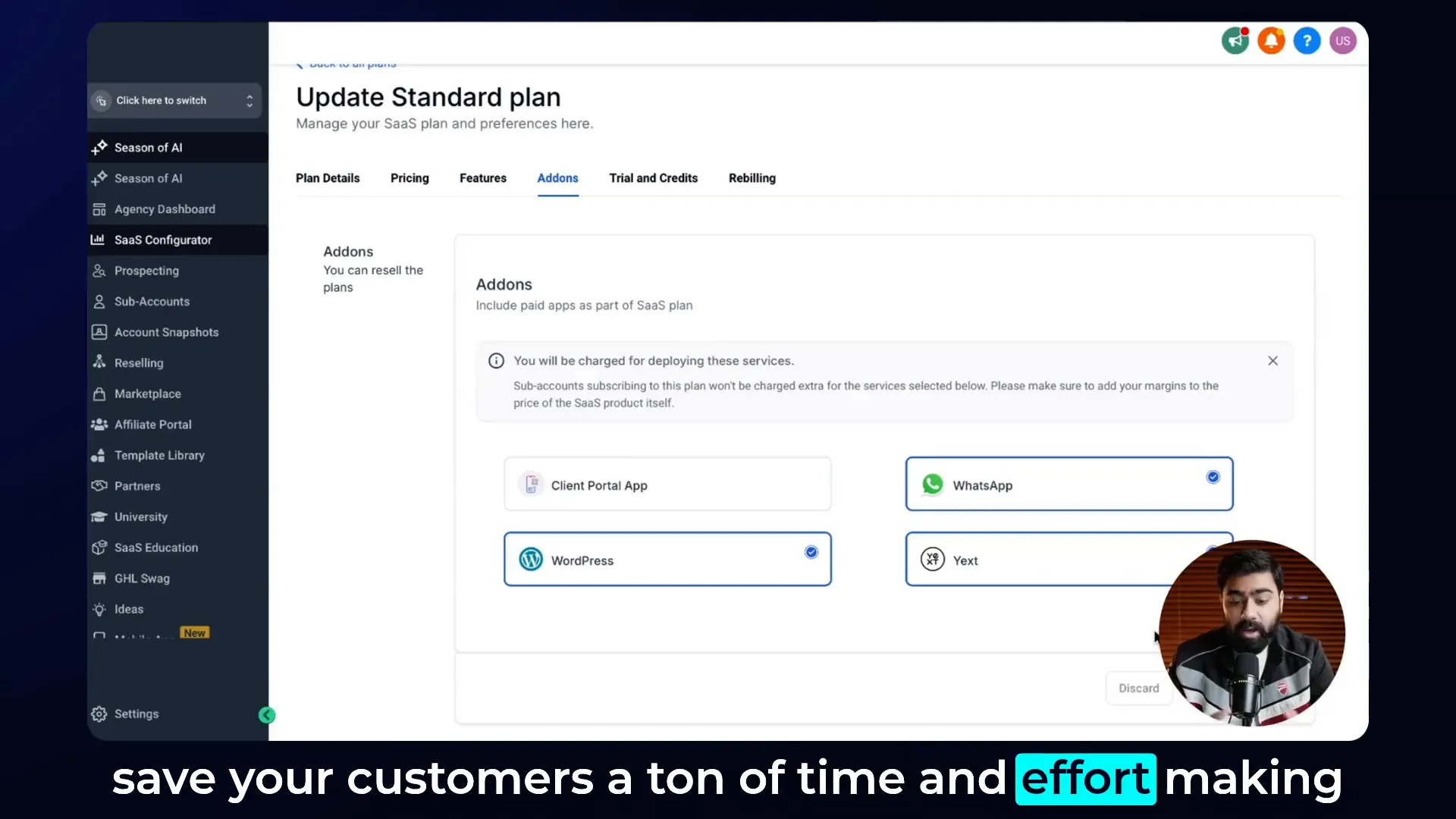 Saving the SaaS plan with integrated add-ons