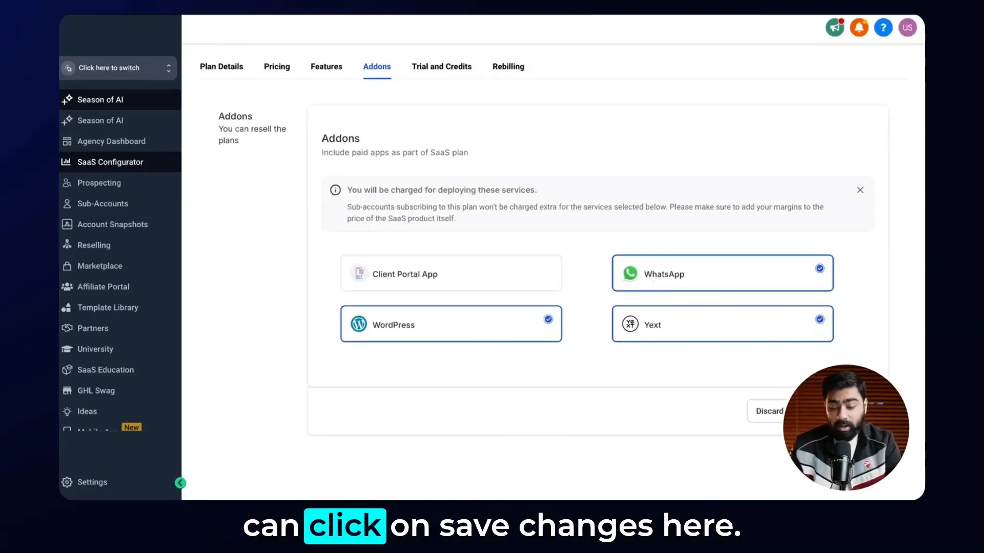 Adjusting SaaS plan pricing to account for add-ons