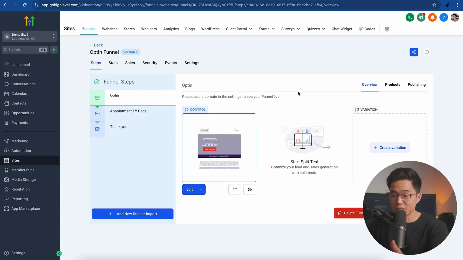 GFunnel's drag-and-drop funnel builder with fast autosave