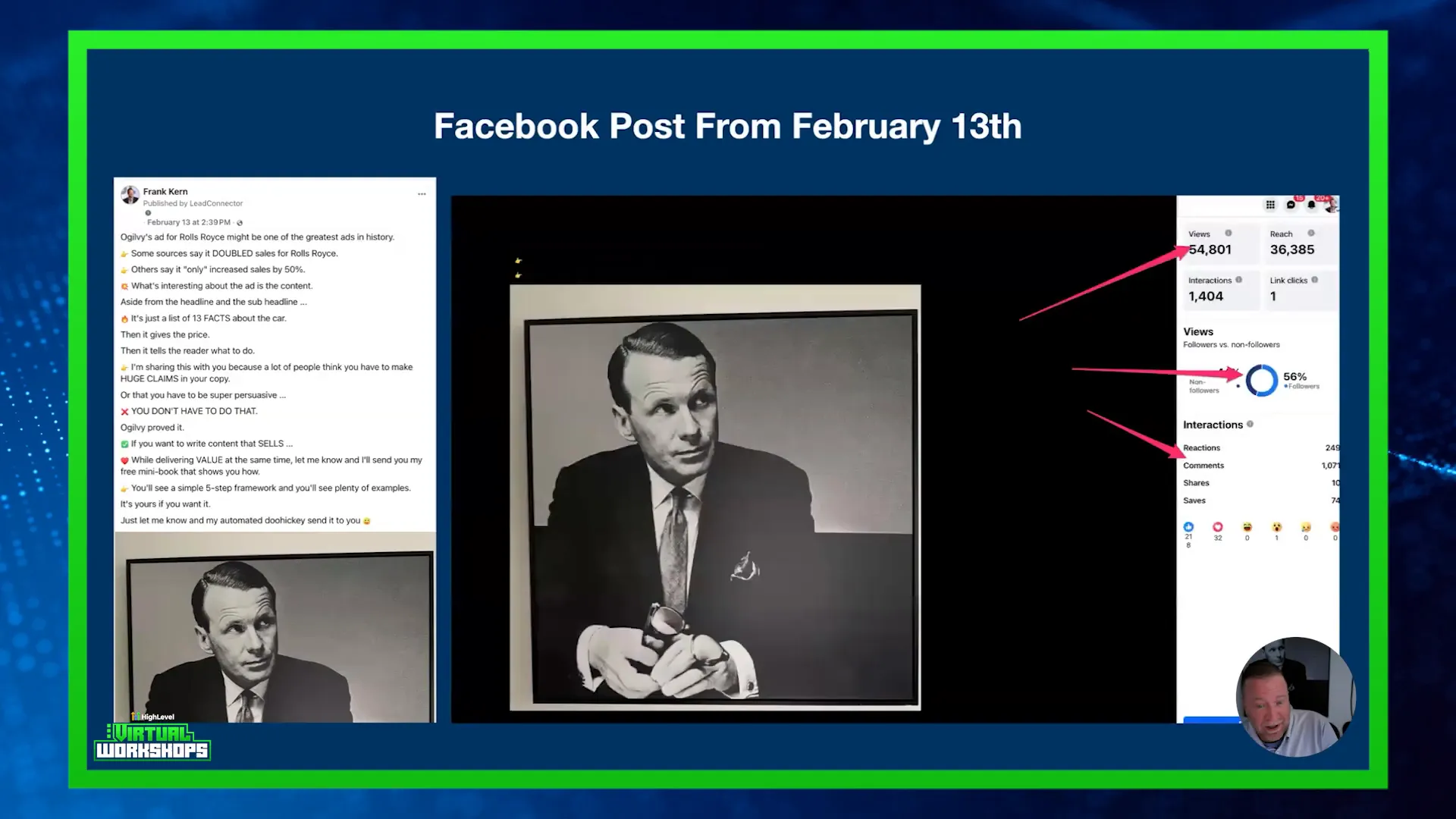 Frank sharing tips on crafting engaging posts