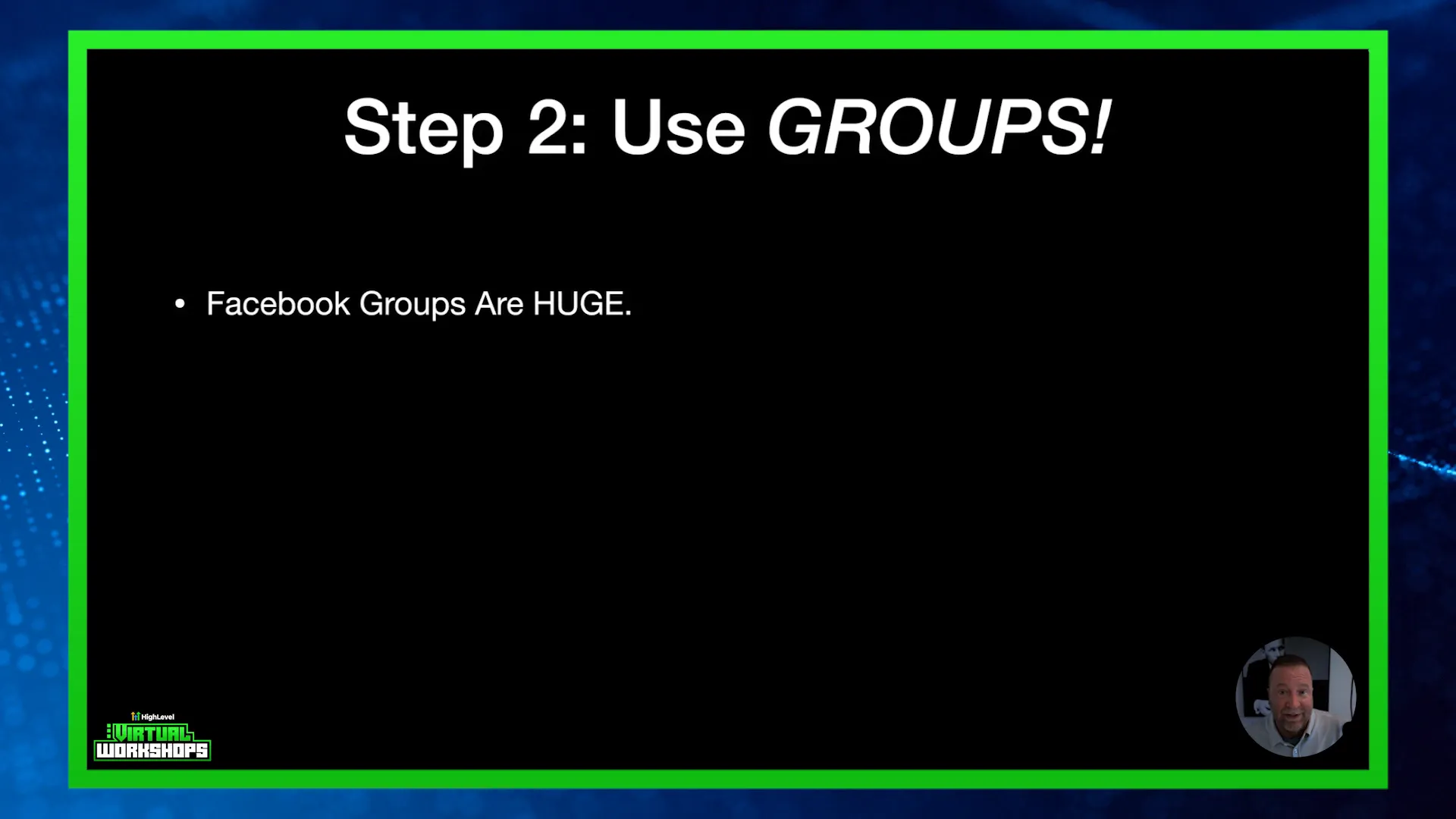 Frank discussing the value of Facebook groups