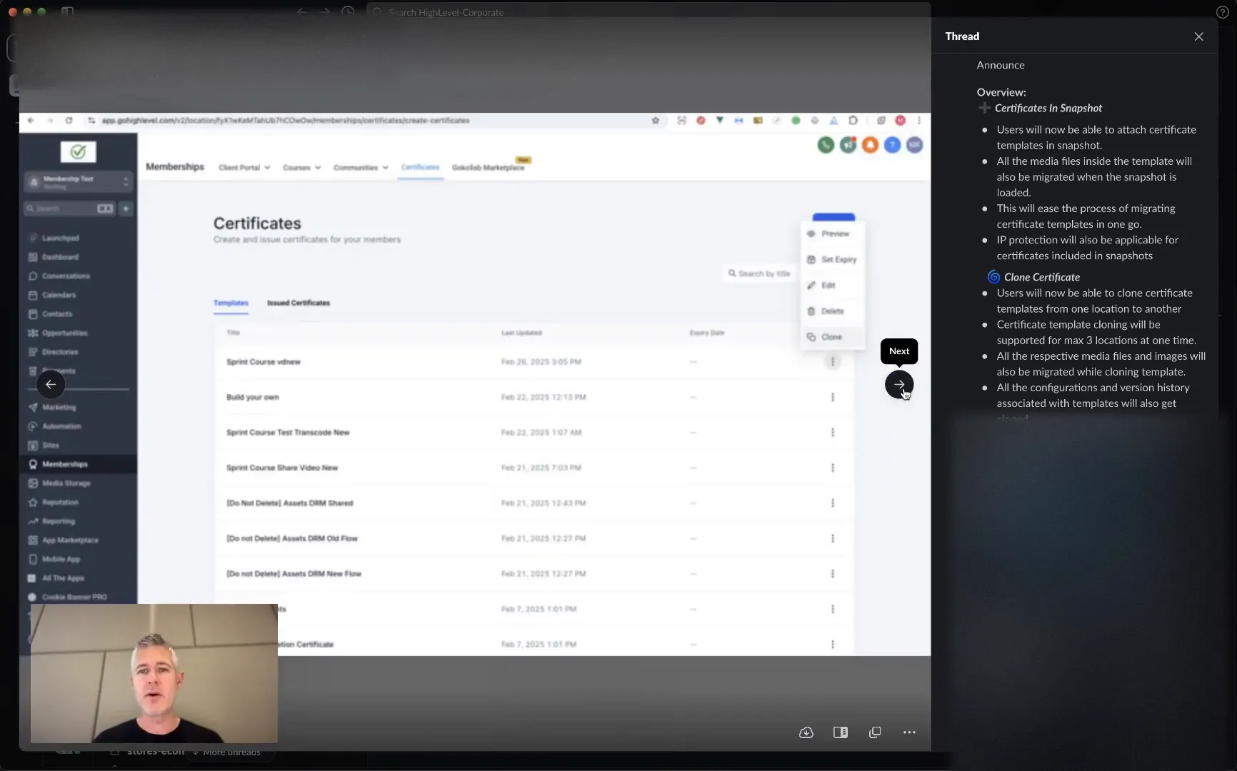 Certificates in Snapshots