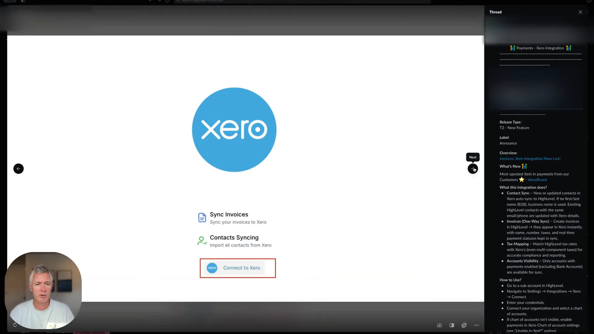 Integration page indicating Xero among integration options