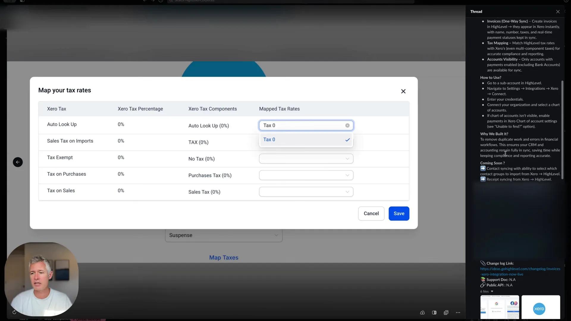Screenshot of change log and release notes in the platform
