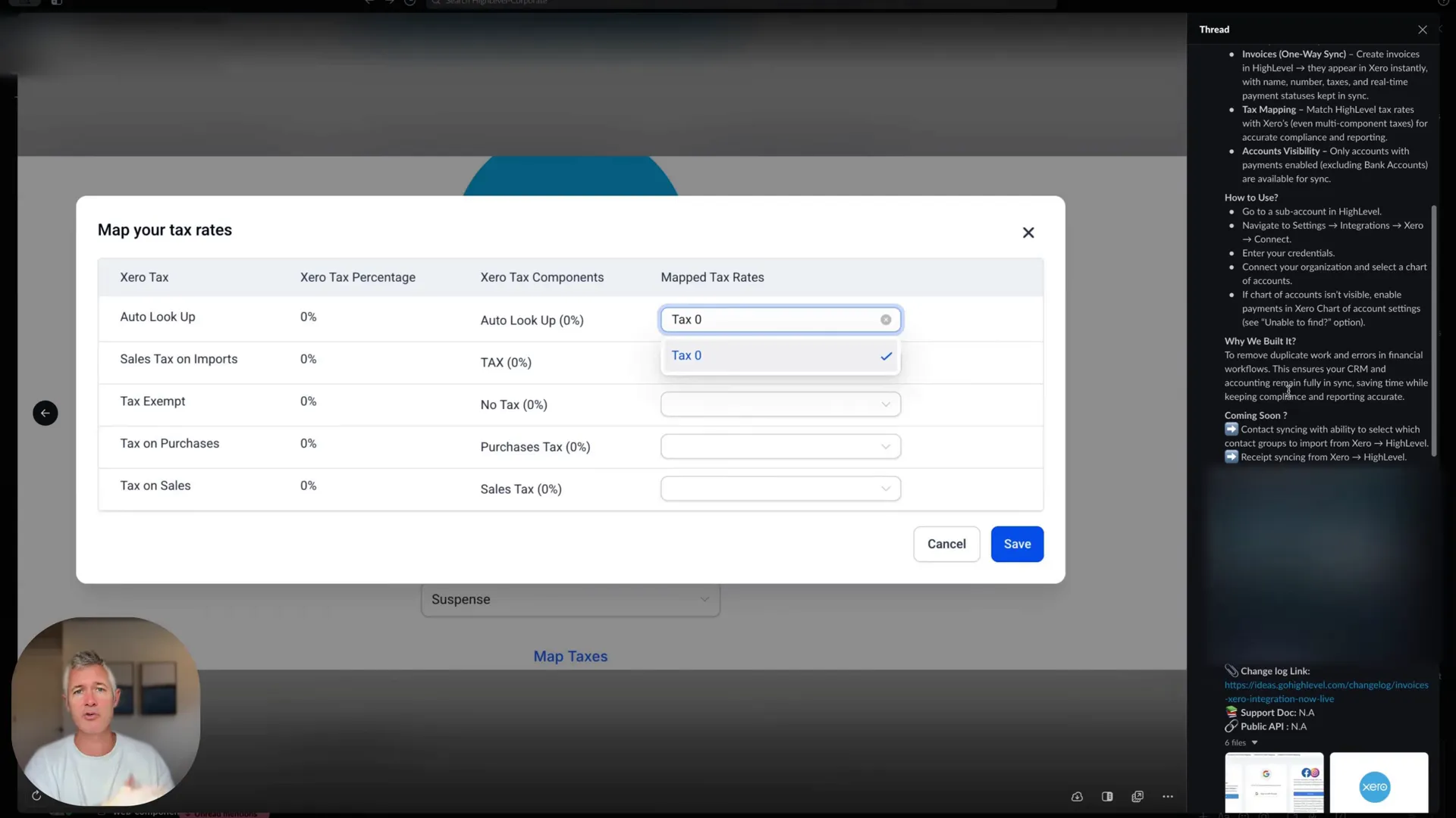 Contact sync and invoice sync options highlighted in platform settings