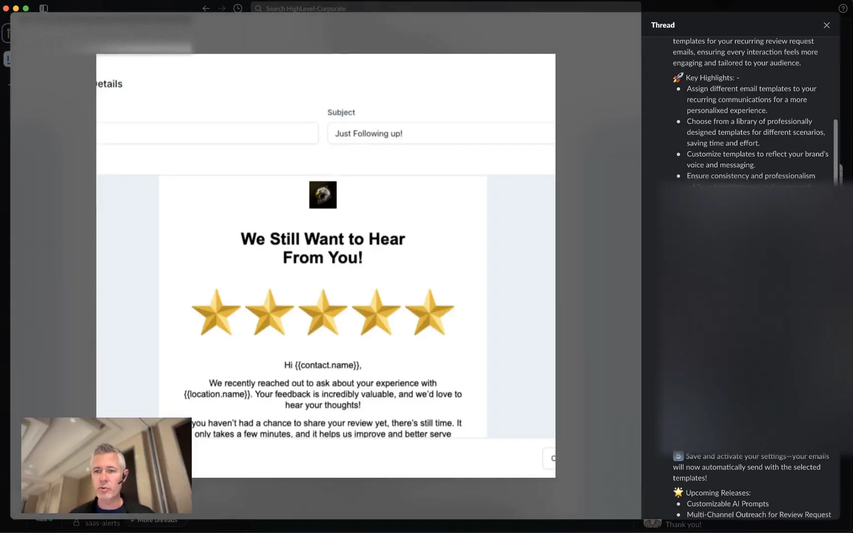 Previewing the email template