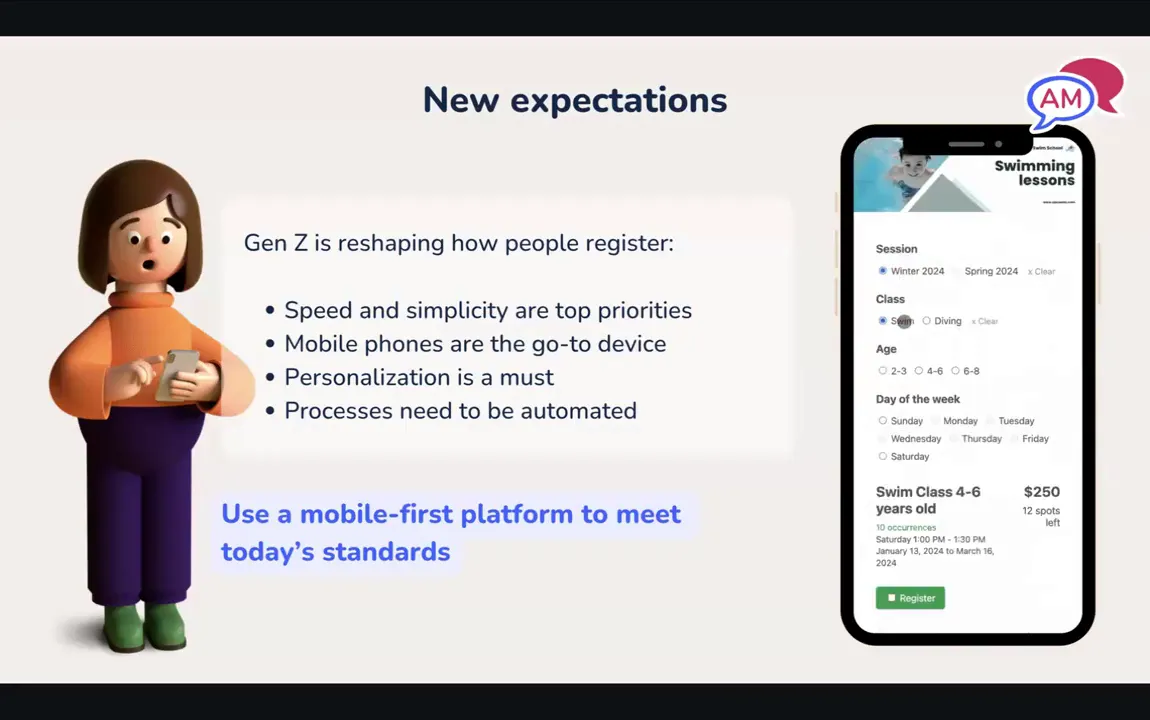 Mobile-first registration form with conditional logic