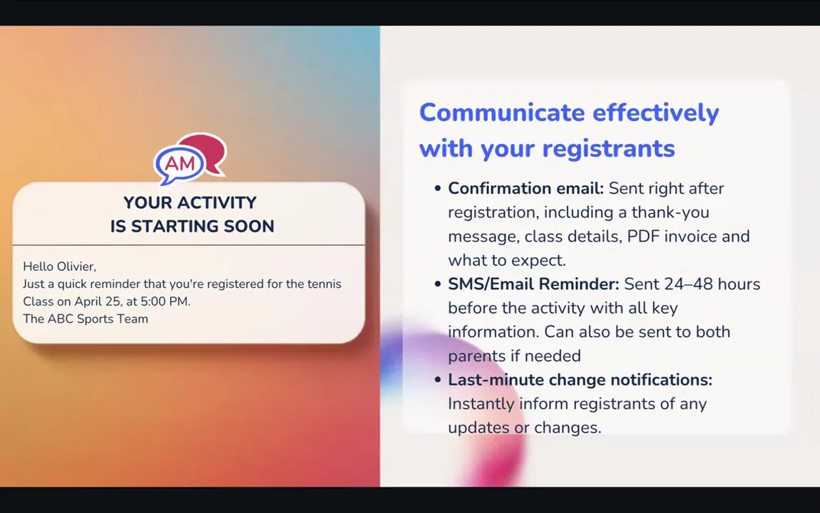 Automated session reminder email