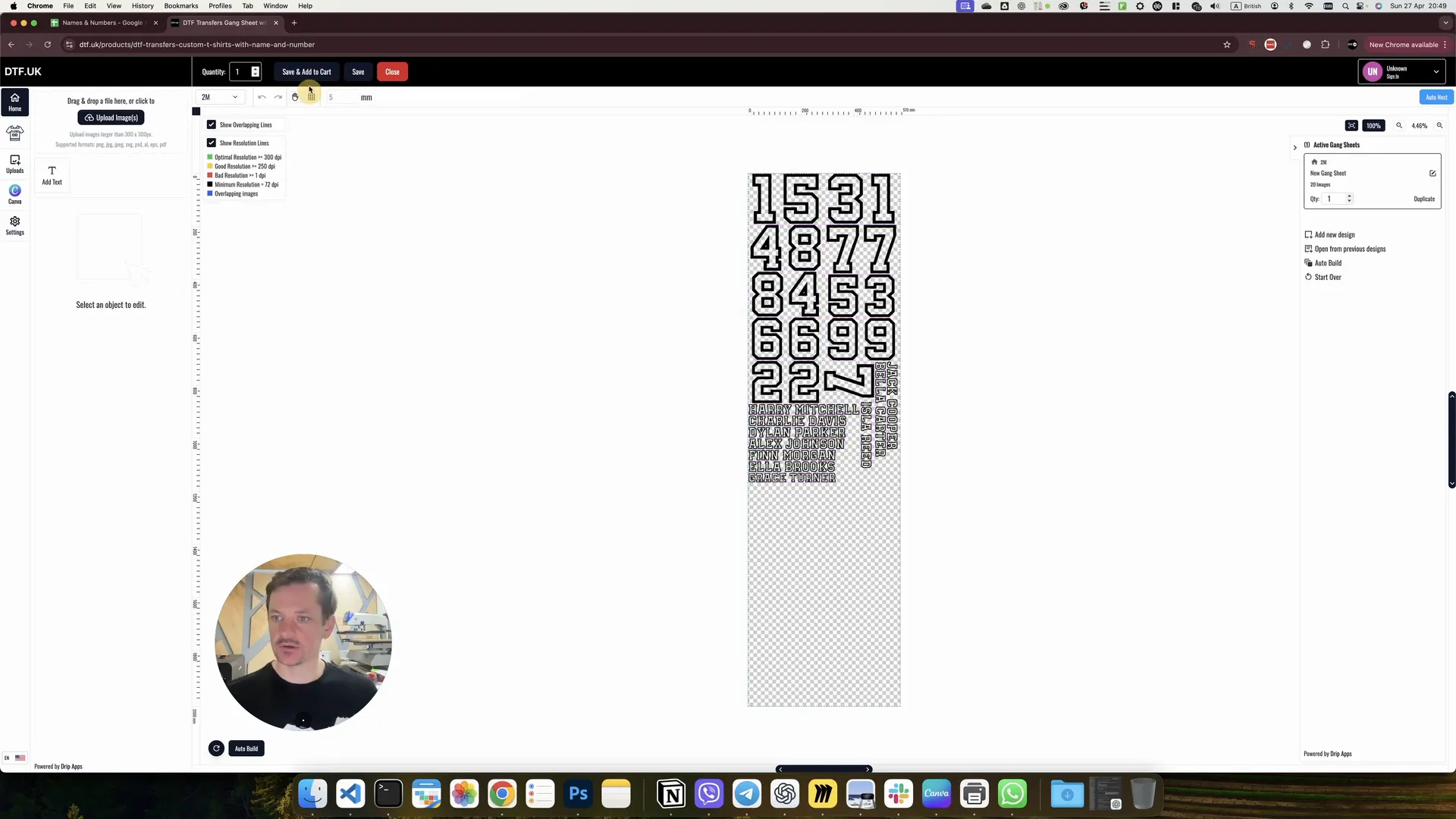 Auto build feature regenerating the DTF gang sheet layout