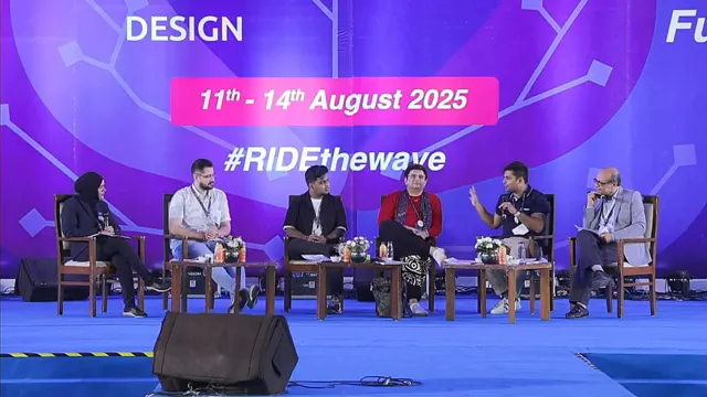 Panelists in a discussion, sharing final thoughts on learning, observation, and prototyping