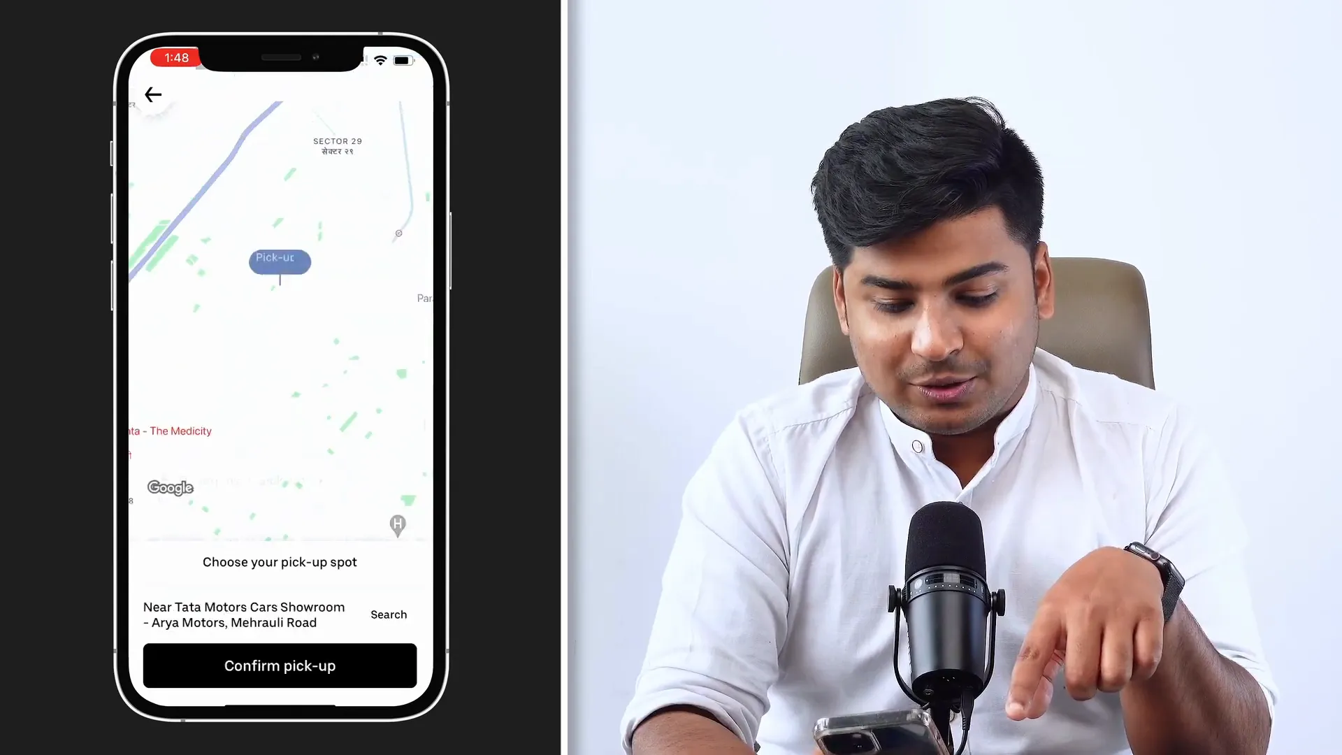 Uber app placing buttons within easy thumb reach following Fitts’ Law