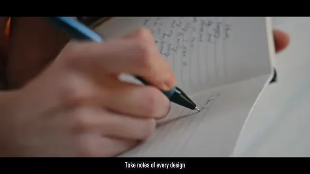 Designer taking notes and documenting decisions during the project