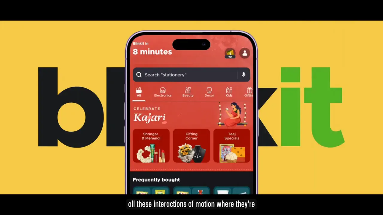 Motion design showing animation of an order update