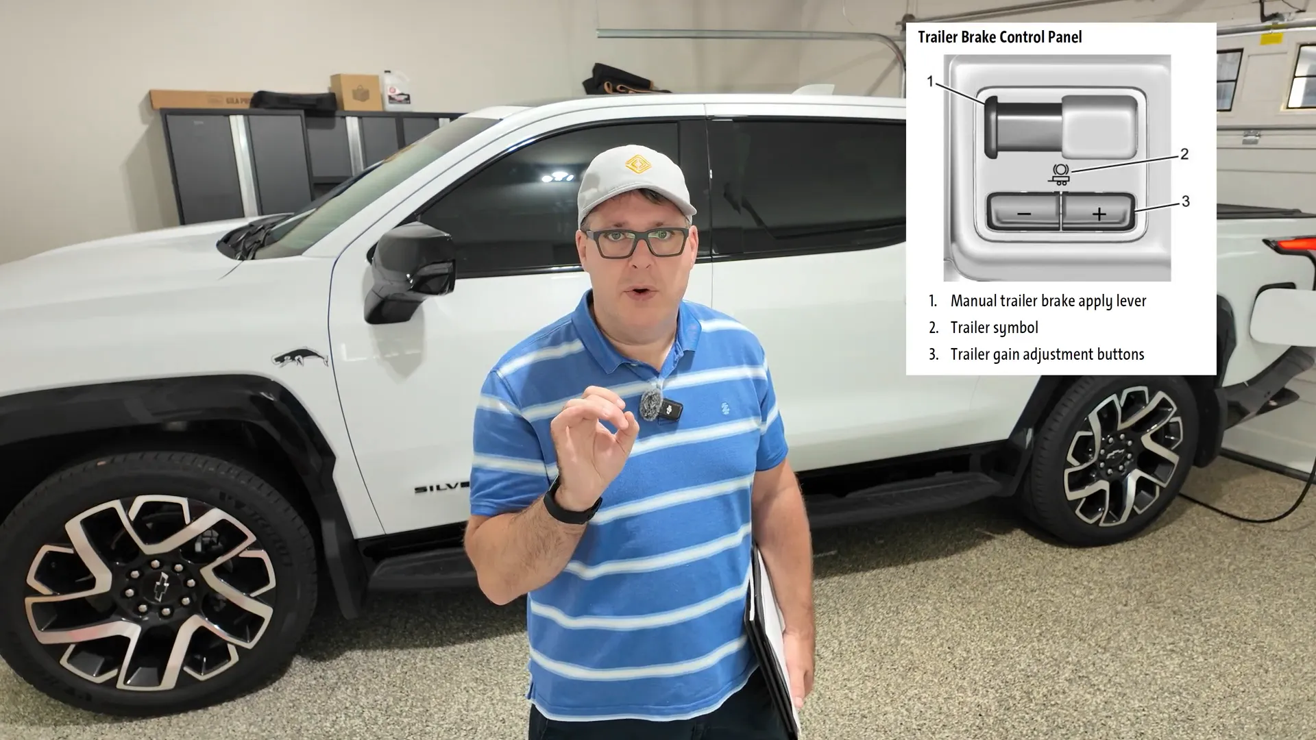Adjusting trailer brake controller and performing a test drive to set gain