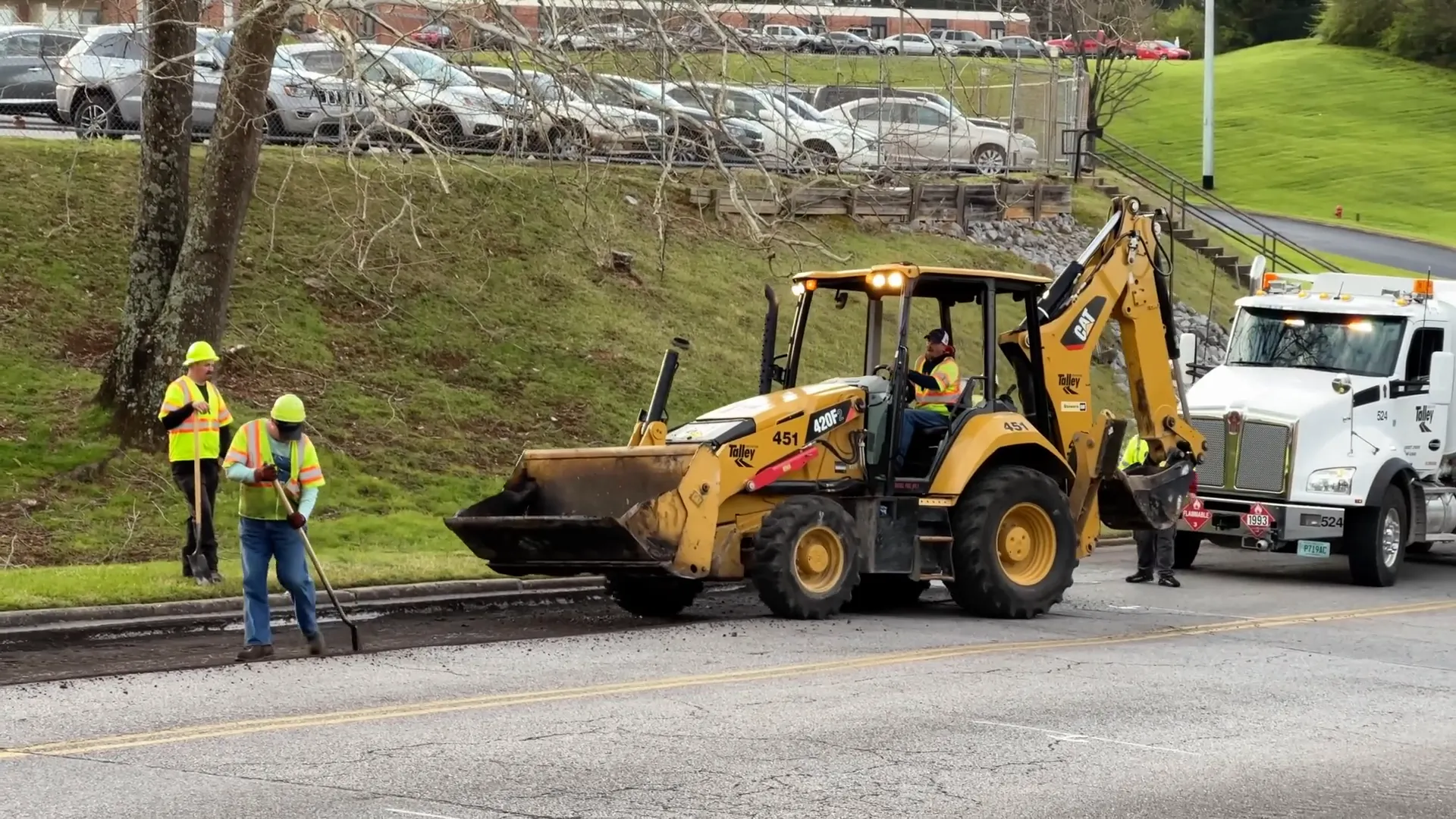 Backhoe loader on a construction site