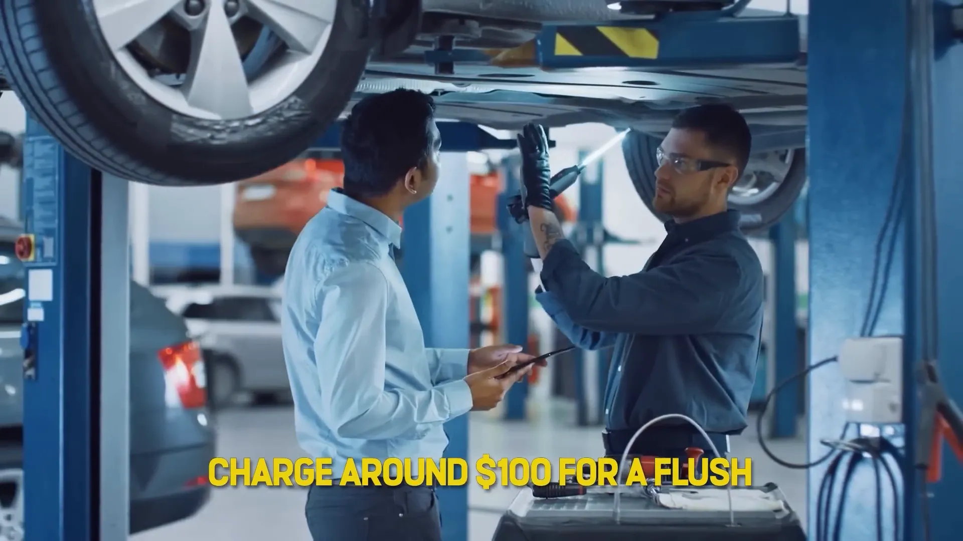 Brake fluid being flushed from brake system