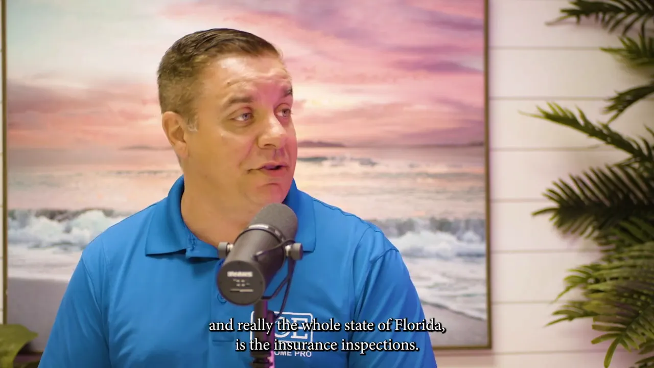 Podcast speaker describing insurance inspections for Florida homebuyers during an interview.