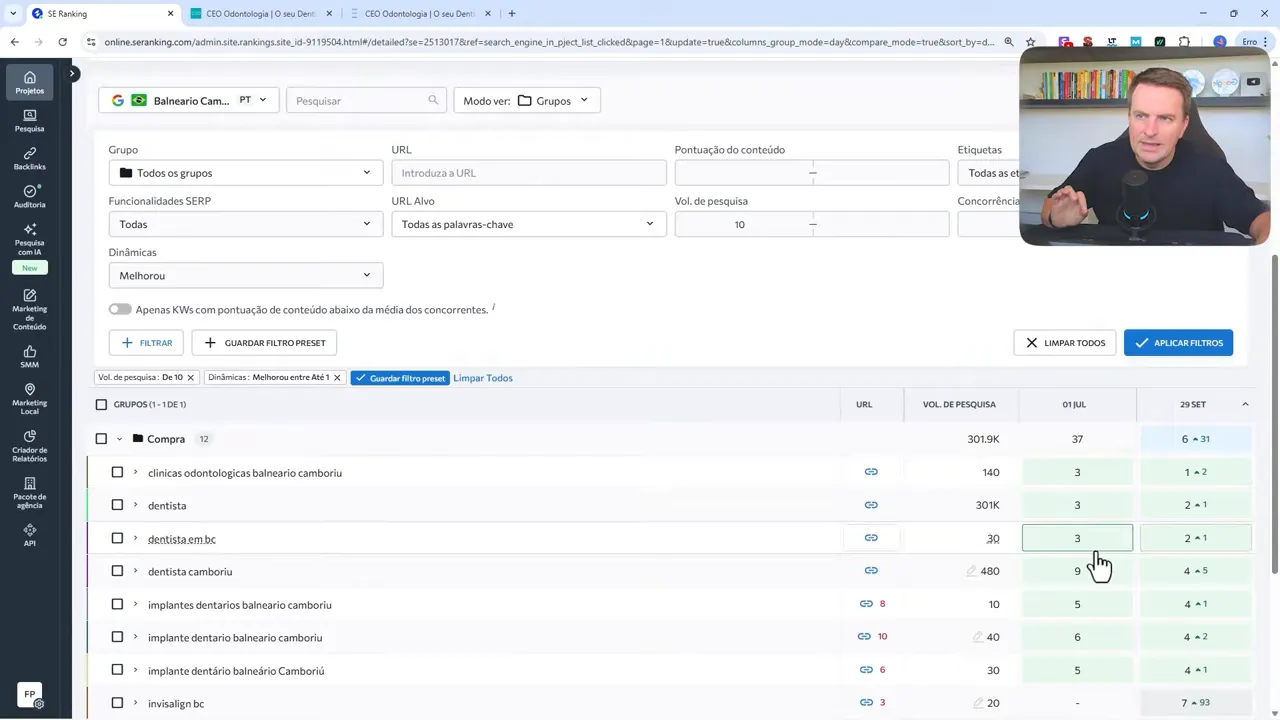 Rank-tracking voorbeelden met positieverbeteringen tussen juli en september