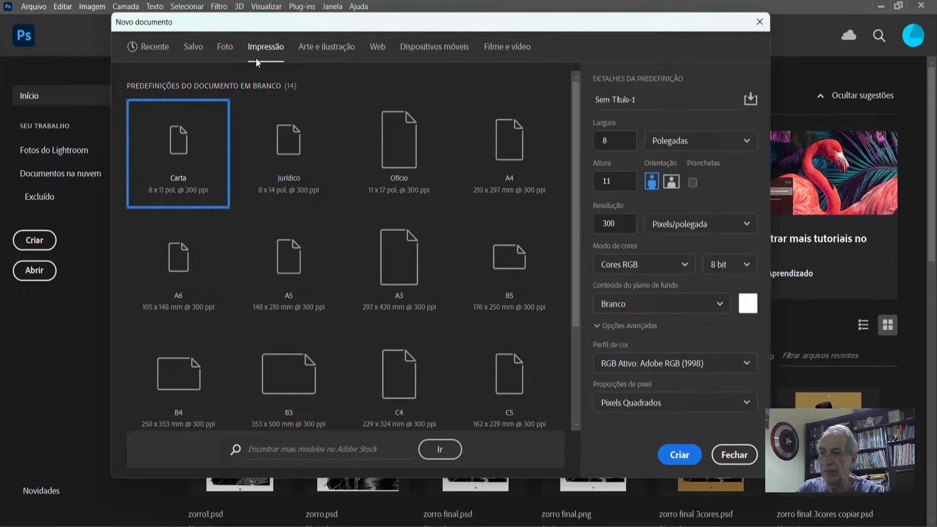 Configuração inicial do Photoshop para separação de cores