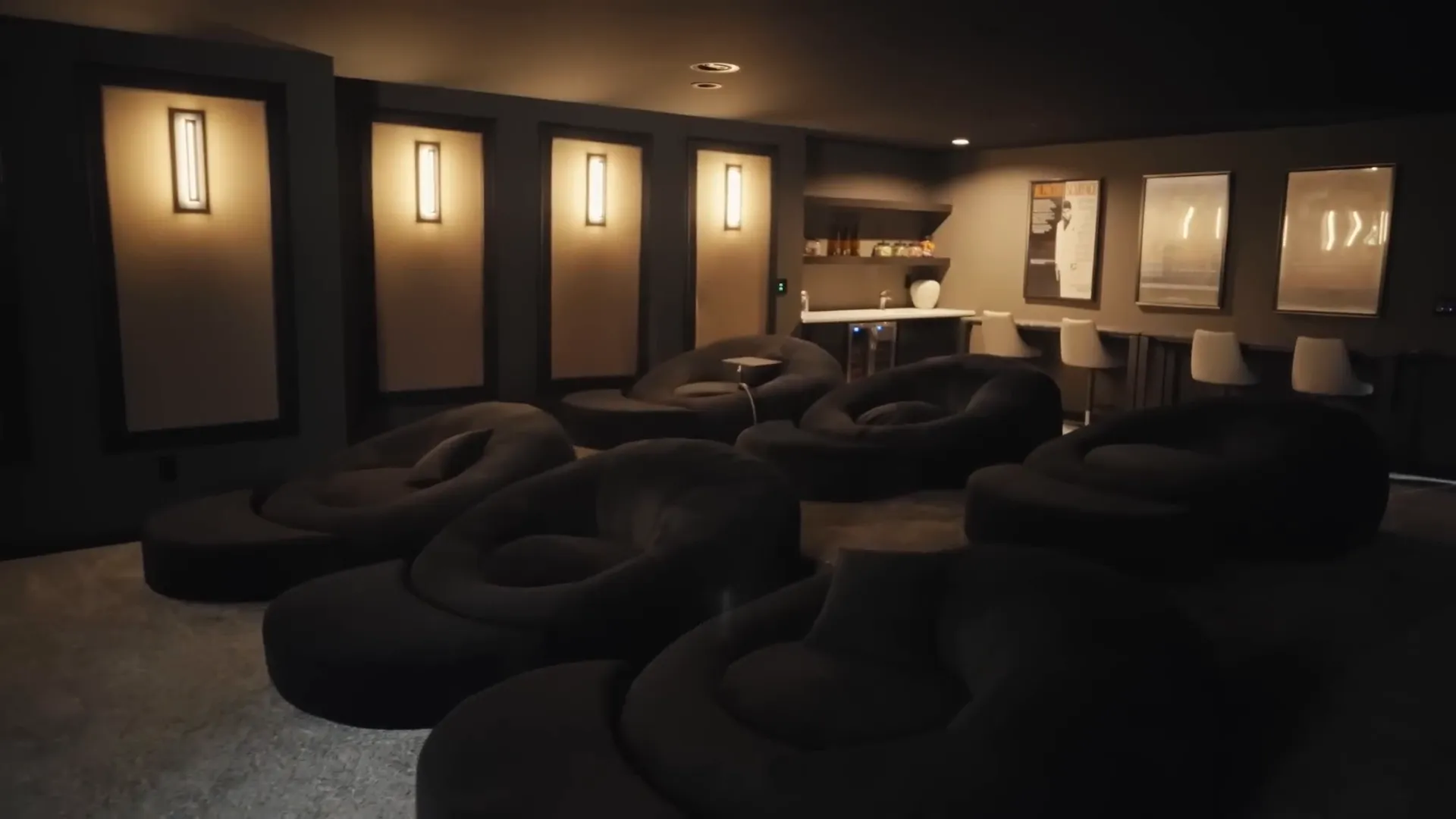 Lil Baby's home theater with cubbies