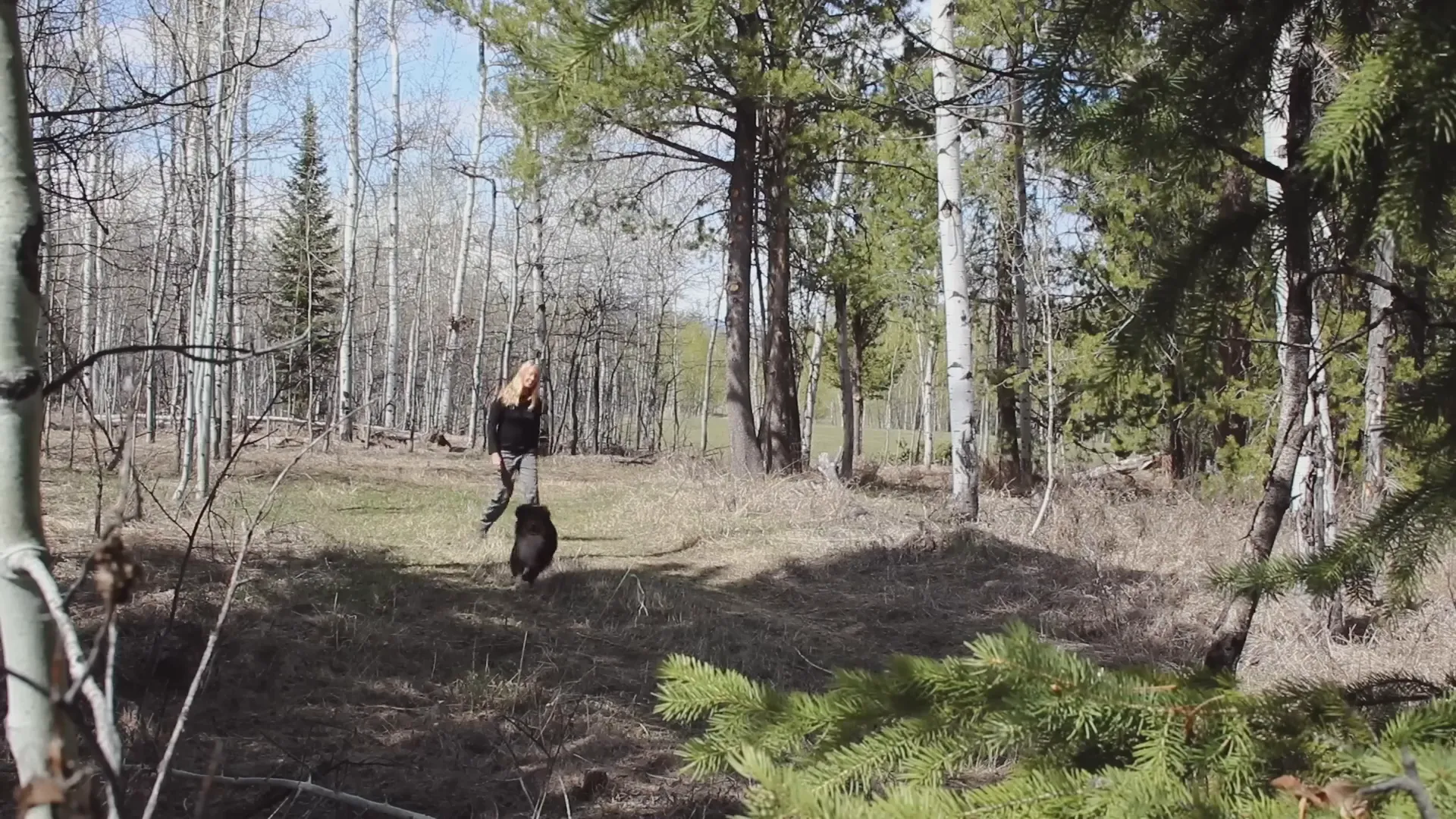 Ariel walking her dog