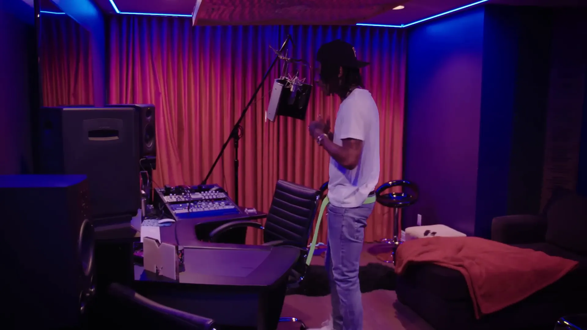 Inside the recording studio, showcasing equipment