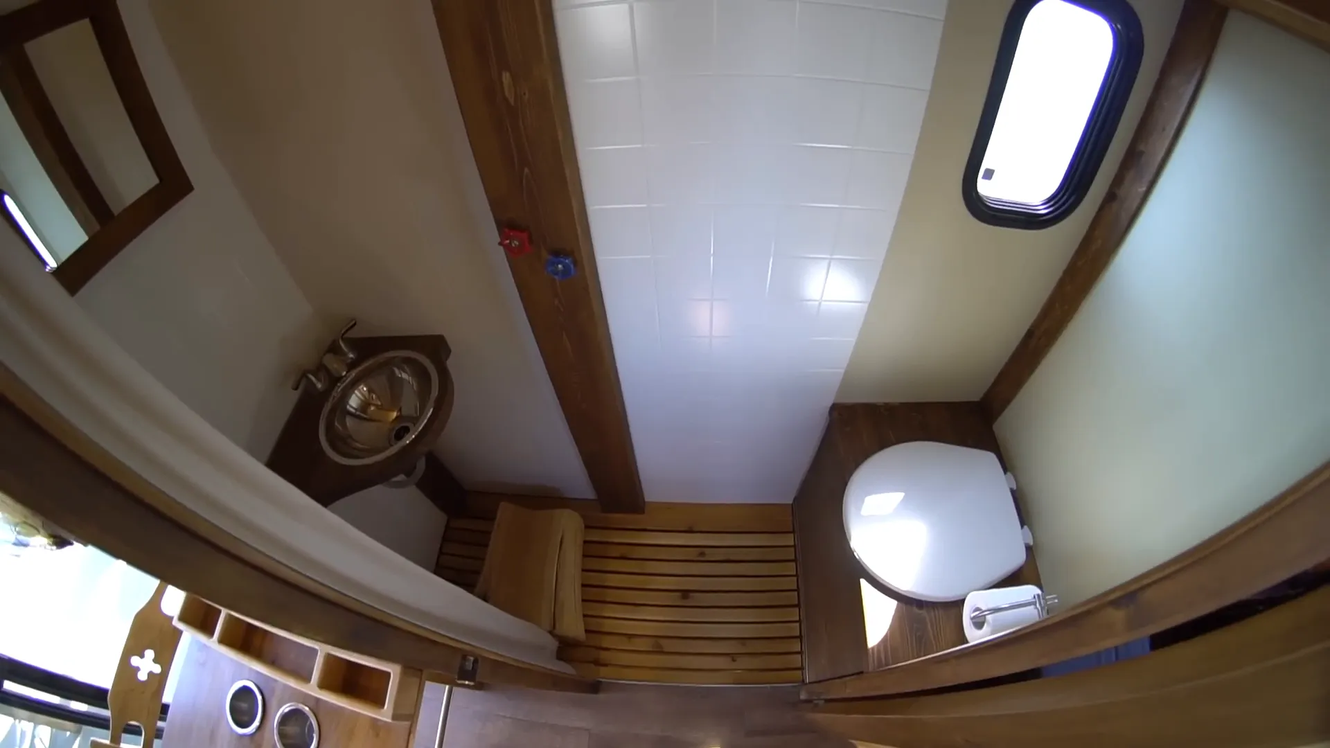 Bathroom with composting toilet and shower