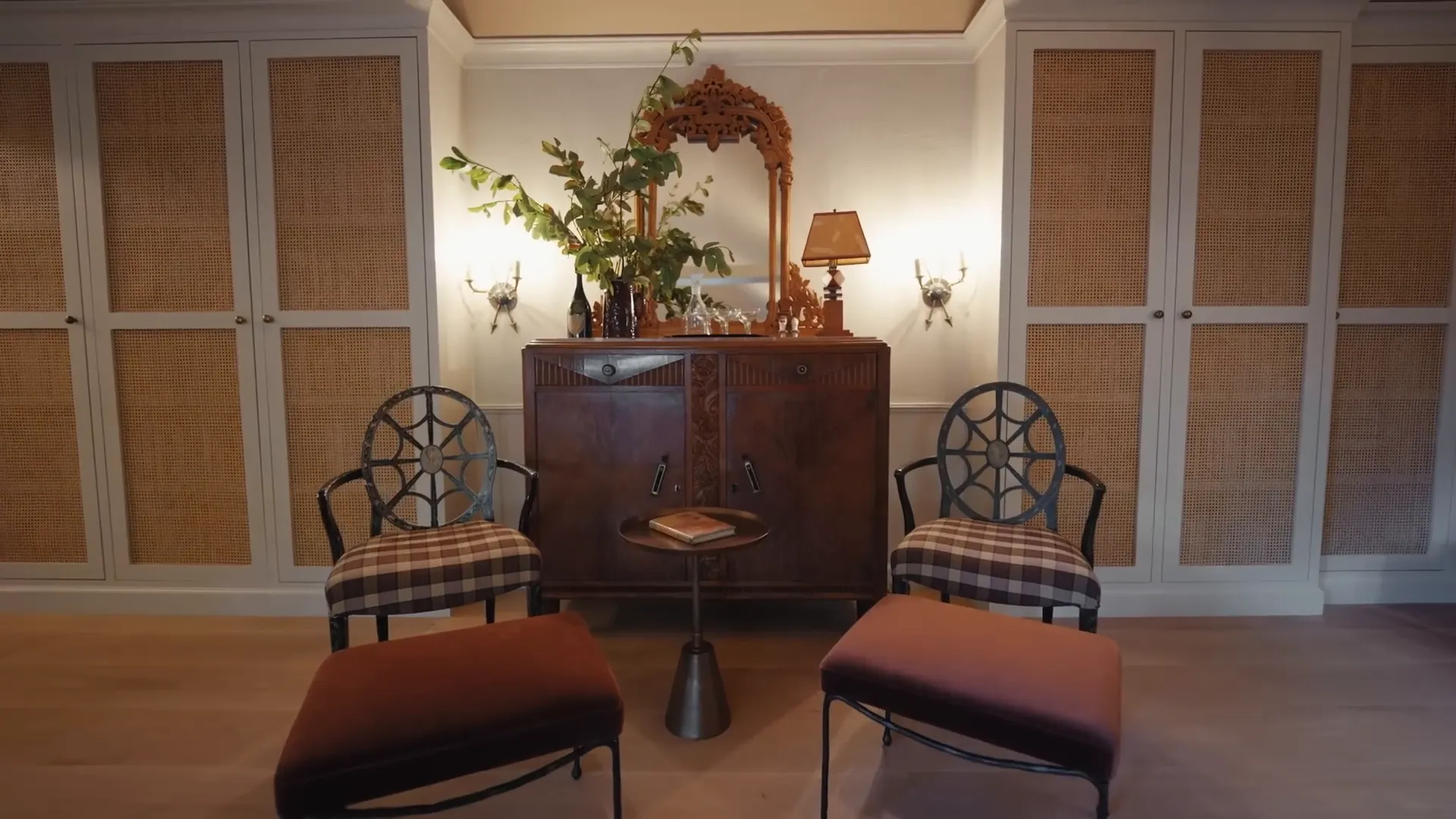 Antique bar in Emma Roberts's living room