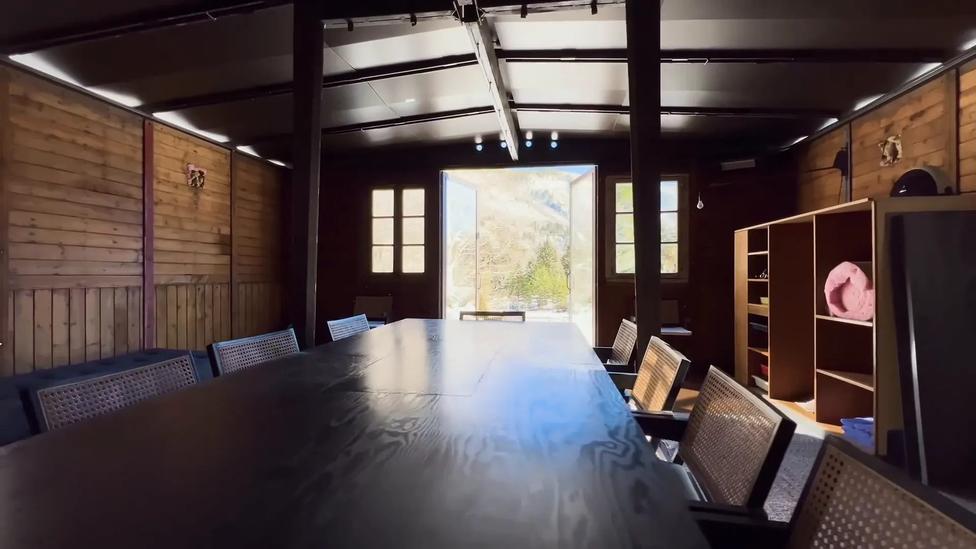 View from inside the shed overlooking the mountains